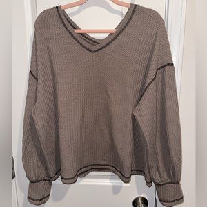 SHEIN plus waffle knit drop shoulder sweater